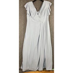Celebrate DB Studio Dusty Blue Bridesmaid Dress Size 16 F20065 Flutter Sleeves